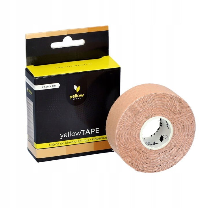 Taśma do Kinesiotapingu yellowTAPE Cielista – 2,5 cm x 5 m, Bezlateksowa, Wodoodporna