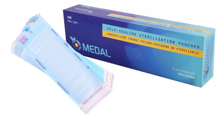 Torebki do sterylizacji MEDAL 200szt. rozmiar  90 mm x 260 mm