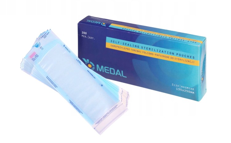 Torebki do sterylizacji MEDAL 200szt. rozmiar  135 mm  x 250 mm