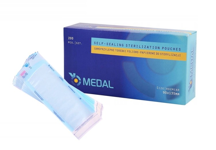 Torebki do sterylizacji MEDAL 200szt. rozmiar  90 mm x 135 mm