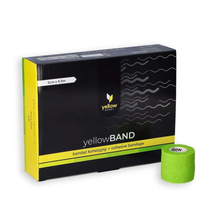 Bandaż Kohezyjny yellowBAND zielony – Bezlateksowy, Samoprzylepny, opakowanie z bandażami