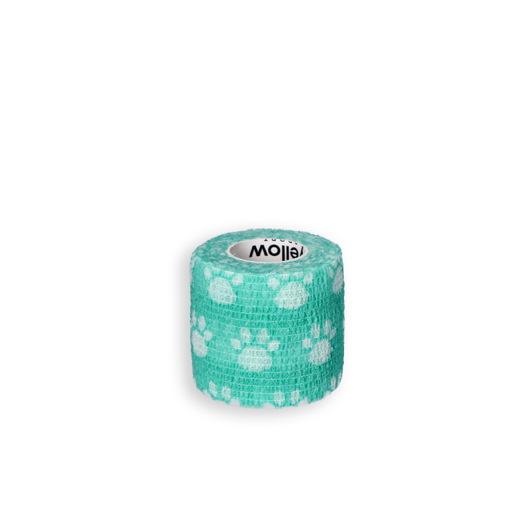 Bandaż Kohezyjny yellowBAND zielony w łapki – Bezlateksowy, Samoprzylepny, szerokość 5 cm