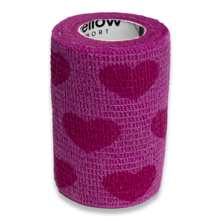 Bandaż Kohezyjny yellowBAND różowy w serca – Bezlateksowy, Samoprzylepny, szerokość 7,5 cm