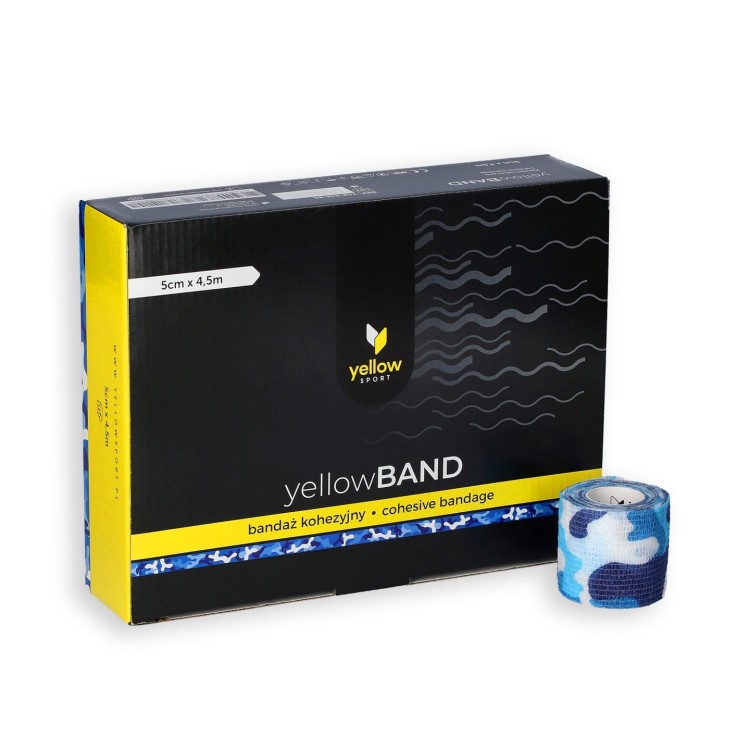 Bandaż Kohezyjny yellowBAND niebieskie moro – Bezlateksowy, Samoprzylepny, opakowanie z bandażami