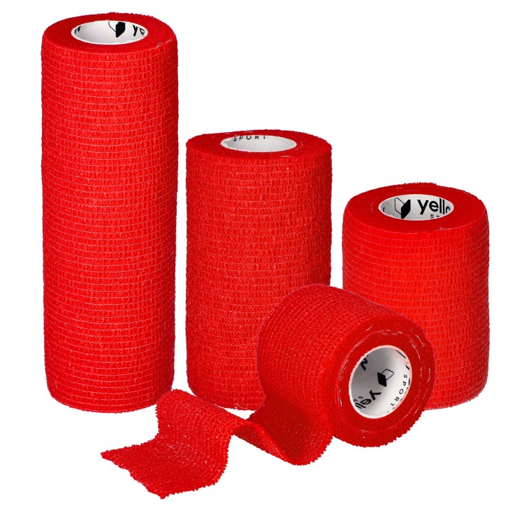 Bandaż Kohezyjny yellowBAND czerwony – Bezlateksowy, Samoprzylepny, różne rozmiary
