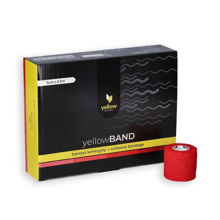 Bandaż Kohezyjny yellowBAND czerwony – Bezlateksowy, Samoprzylepny, opakowanie z bandażami