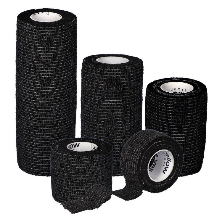 Bandaż Kohezyjny yellowBAND czarny – Bezlateksowy, Samoprzylepny, różne rozmiary