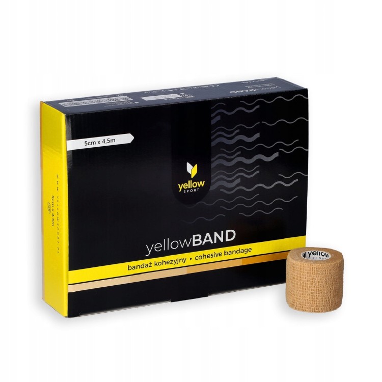 Bandaż Kohezyjny yellowBAND cielisty – Bezlateksowy, Samoprzylepny, opakowanie z bandażami