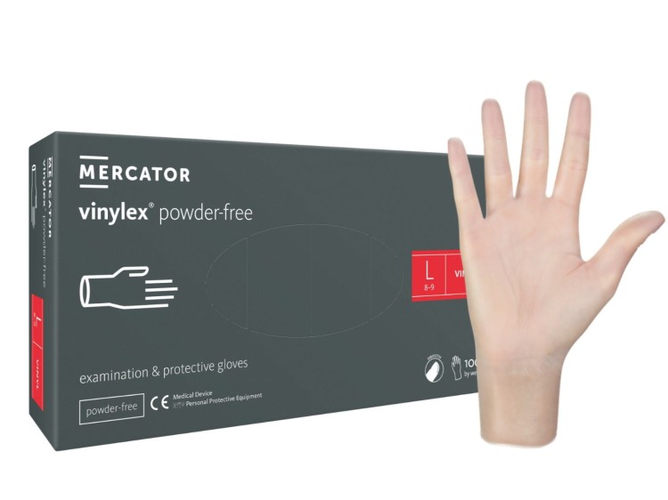 Rękawice Winylowe Vinylex PF – Bezpudrowe, Przezroczyste, 100 szt. Rozmiar L