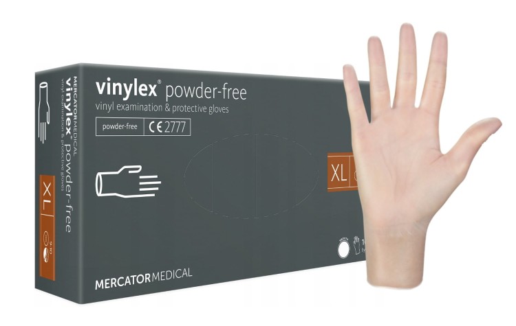 Rękawice Winylowe Vinylex PF – Bezpudrowe, Przezroczyste, 100 szt. Rozmiar XL