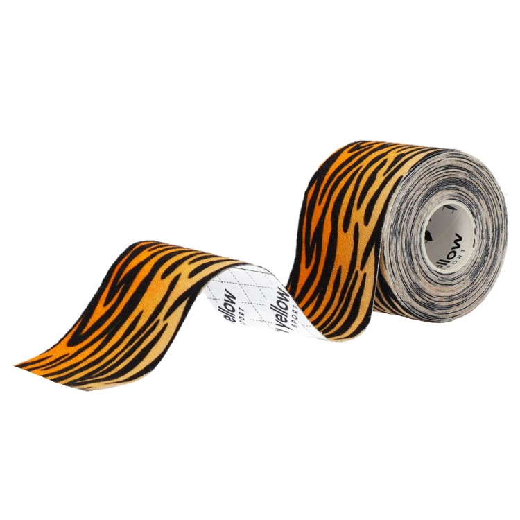 Taśma do Kinesiotapingu yellowTAPE Tygrys – 5 cm x 5 m, Bezlateksowa, Wodoodporna, rozwinięta taśma