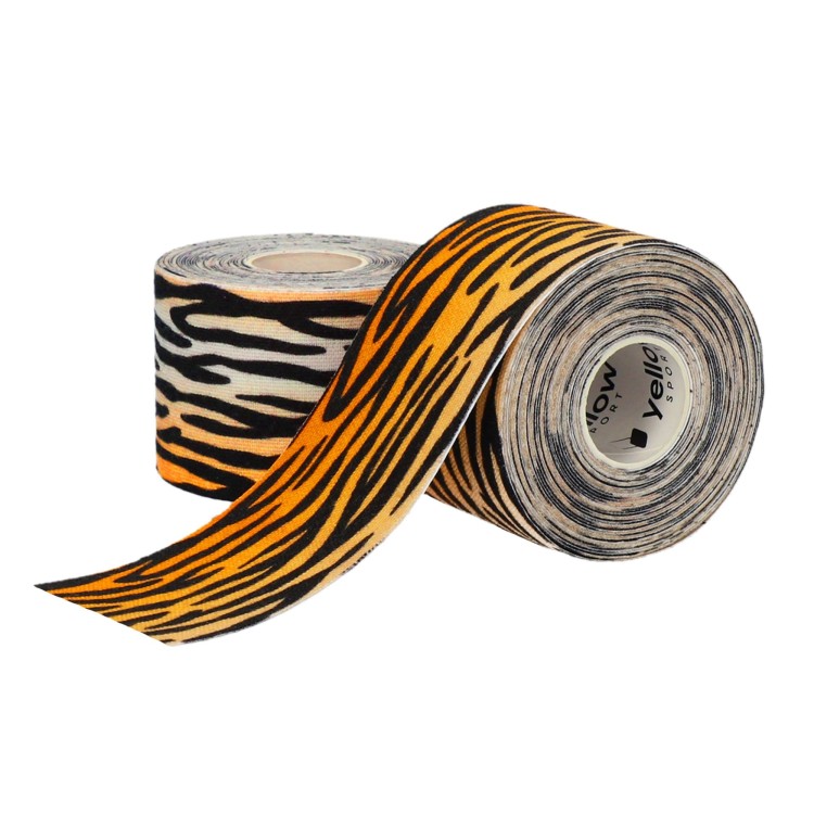 Taśma do Kinesiotapingu yellowTAPE Tygrys – 5 cm x 5 m, Bezlateksowa, Wodoodporna, dwie taśmy