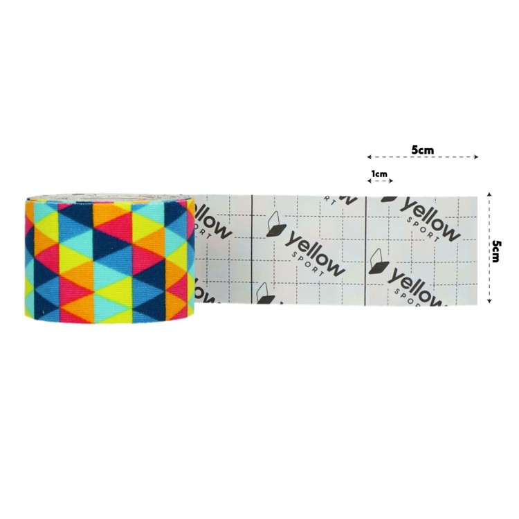 Taśma do Kinesiotapingu yellowTAPE Trójkąty – 5 cm x 5 m, Bezlateksowa, Wodoodporna, druga strona taśmy