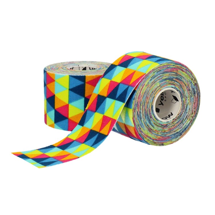 Taśma do Kinesiotapingu yellowTAPE Trójkąty – 5 cm x 5 m, Bezlateksowa, Wodoodporna  dwie taśmy