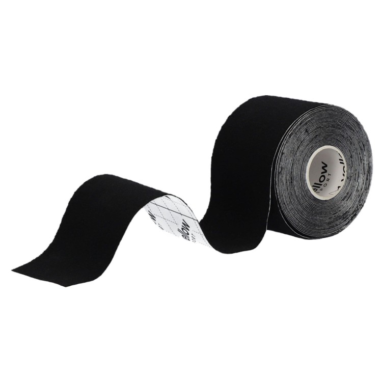 Taśma do Kinesiotapingu yellowTAPE Czarna – 5 cm x 5 m, Bezlateksowa, Wodoodporna, zdjęcie rozwiniętej taśmy