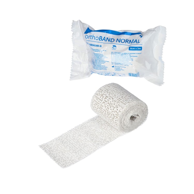 Opaska gipsowa orthoBAND NORMAL – szybkowiążąca, wytrzymała, do unieruchomień, Rozmiar 6 cm x 3 m