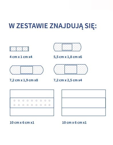 Zestaw plastrów uniwersalnych VitaHealth UNIVERSAL,  zdjęcia wymiarów plastrów
