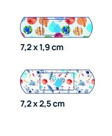 Zestaw plastrów dziecięcych VitaHealth KIDSpro BOYS, zdjęcie wymiarów plastrów