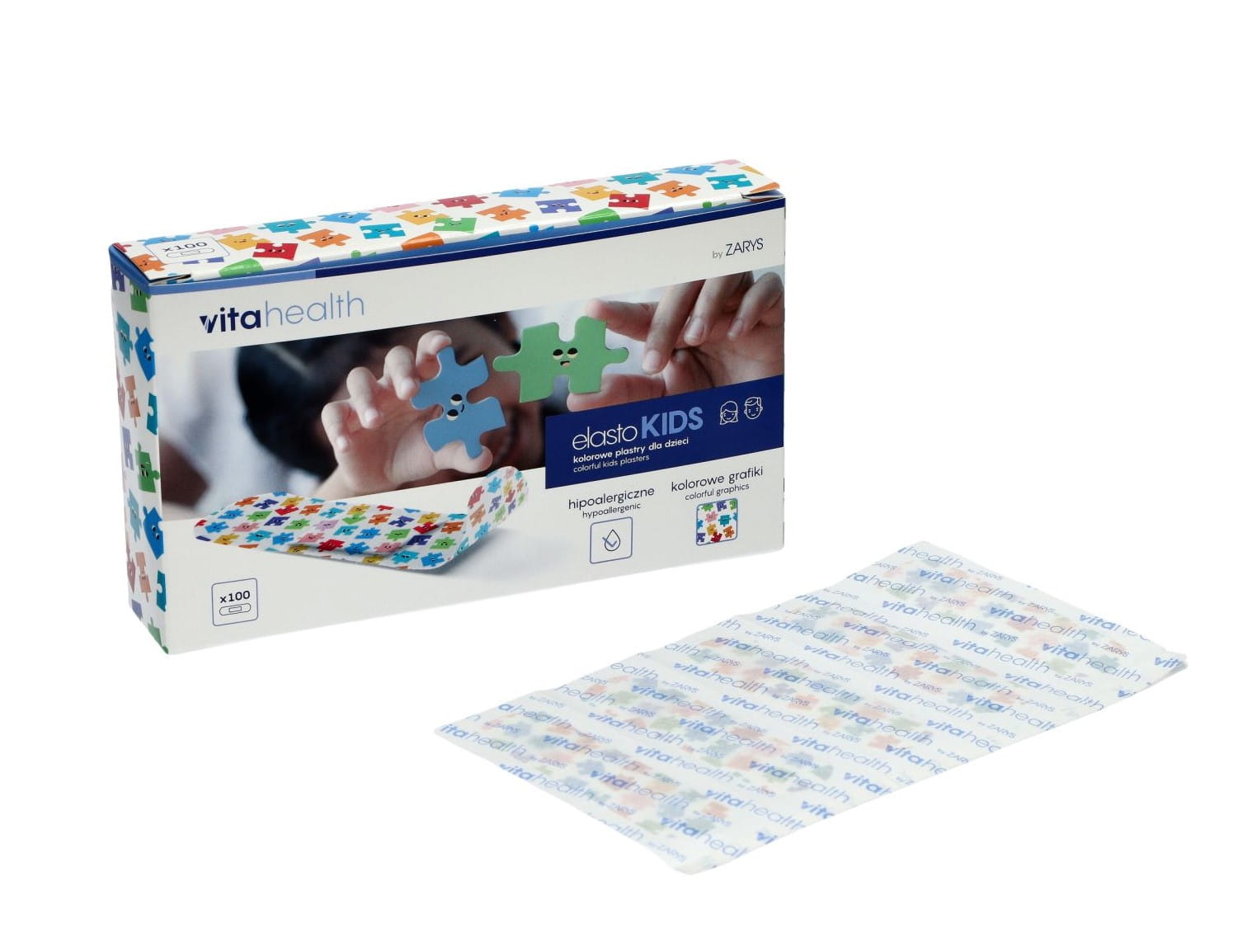 Plastry dla dzieci VitaHealth elastoKIDS – kolorowe, 7,2 cm × 1,9 cm