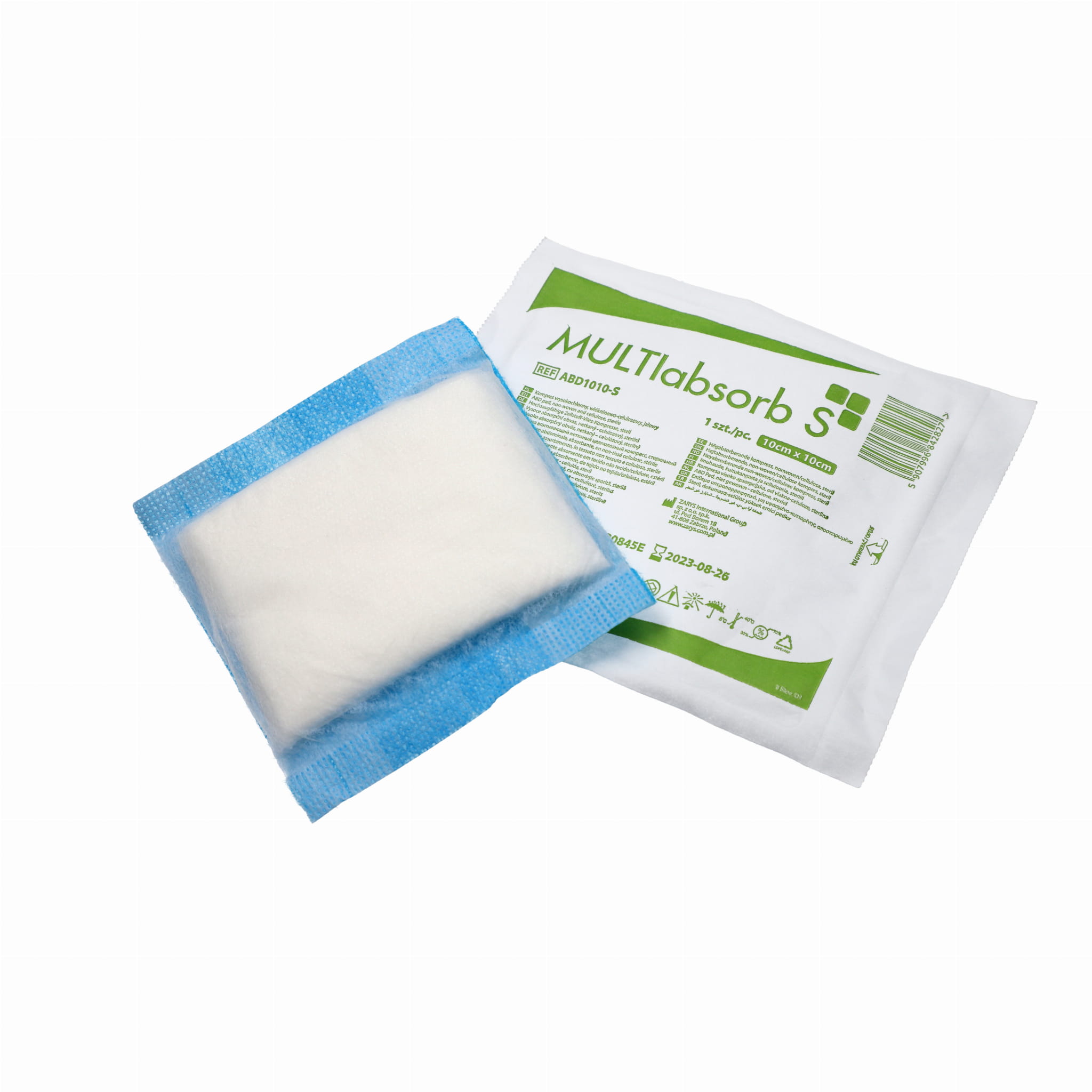 Kompresy wysokochłonne multiABSORB S – włókninowo‑celulozowe, sterylne, 1 sztuka
