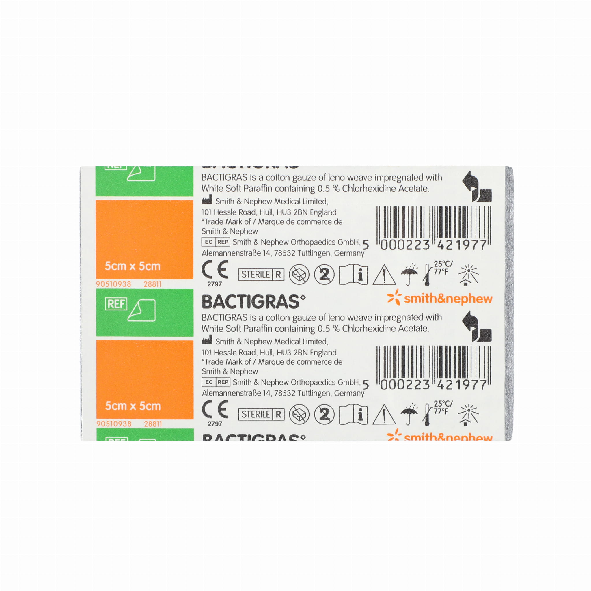 Opatrunki Gazowe Bactigras – Z Parafiną i Chlorheksydyną, Antyseptyczny, Sterylny rozmiar 5cm x 5cm