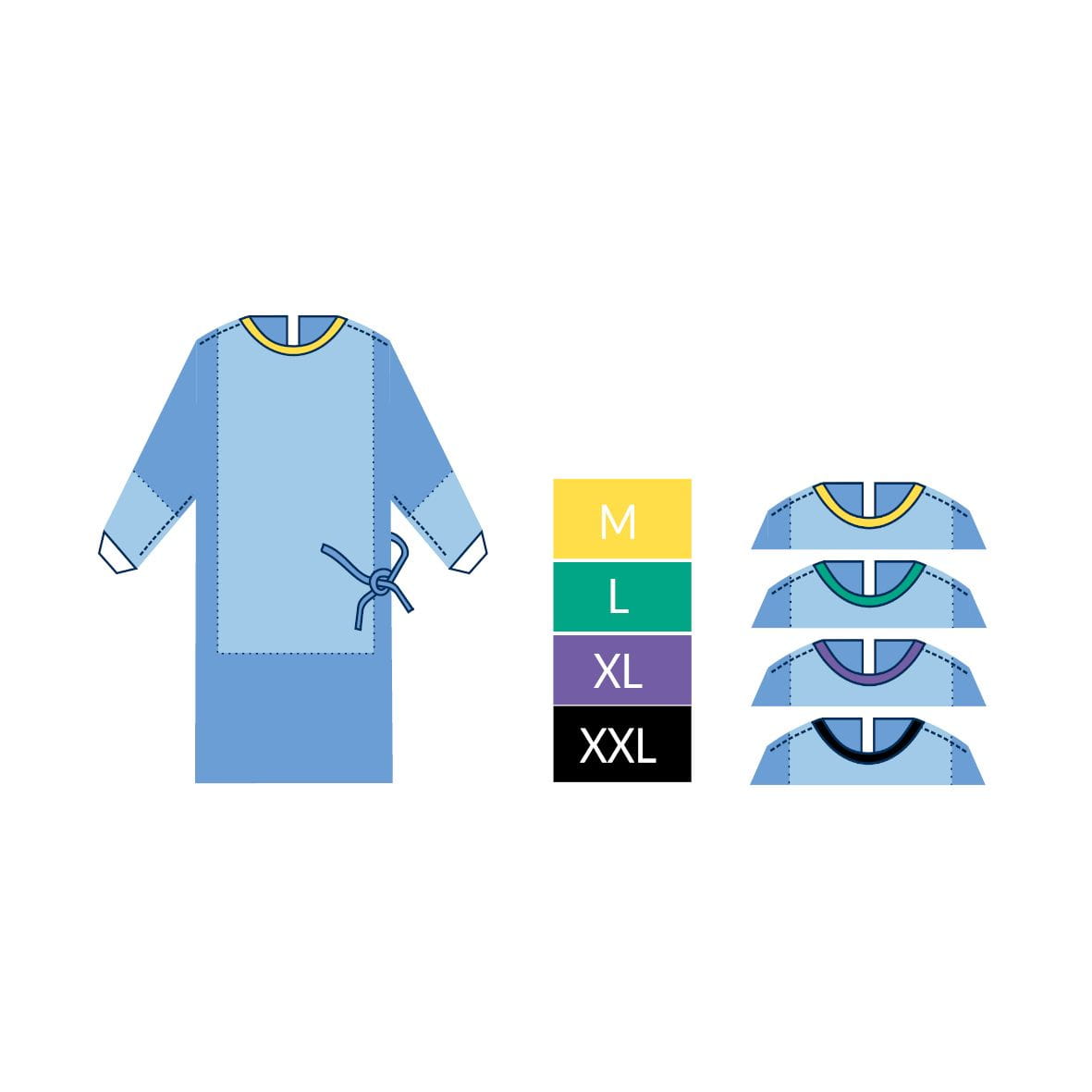 Fartuch chirurgiczny ALPHAtex STANDARD PLUS – sterylny, ze wstawkami nieprzemakalnymi, rozmiary M–XXL