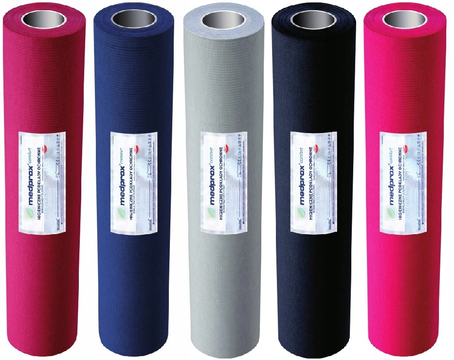 Podkład ochronny Medprox Comfort 50 cm ×  40 m – podfoliowany, w rolce, jednorazowy, wszystkie rodzaje kolorów
