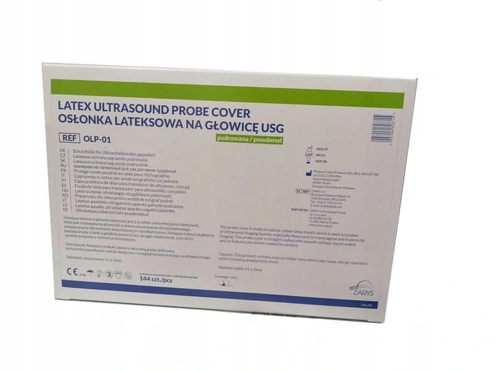 Osłonki lateksowe na głowicę USG – pudrowane, jednorazowe, 144 szt.