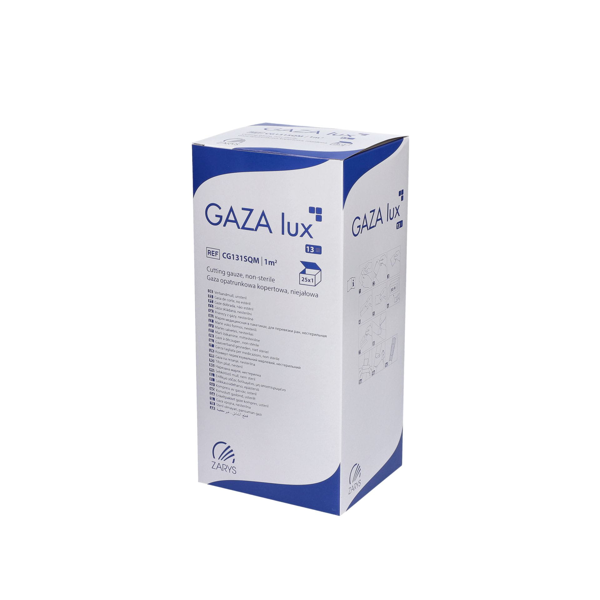 Gaza opatrunkowa kopertowa – niejałowa, 1 m²-13n-25szt.