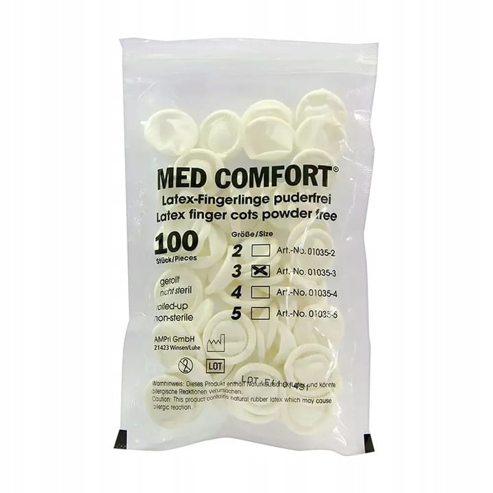 MPRI Med-Comfort lateksowe nakładki na palce, 100 szt.