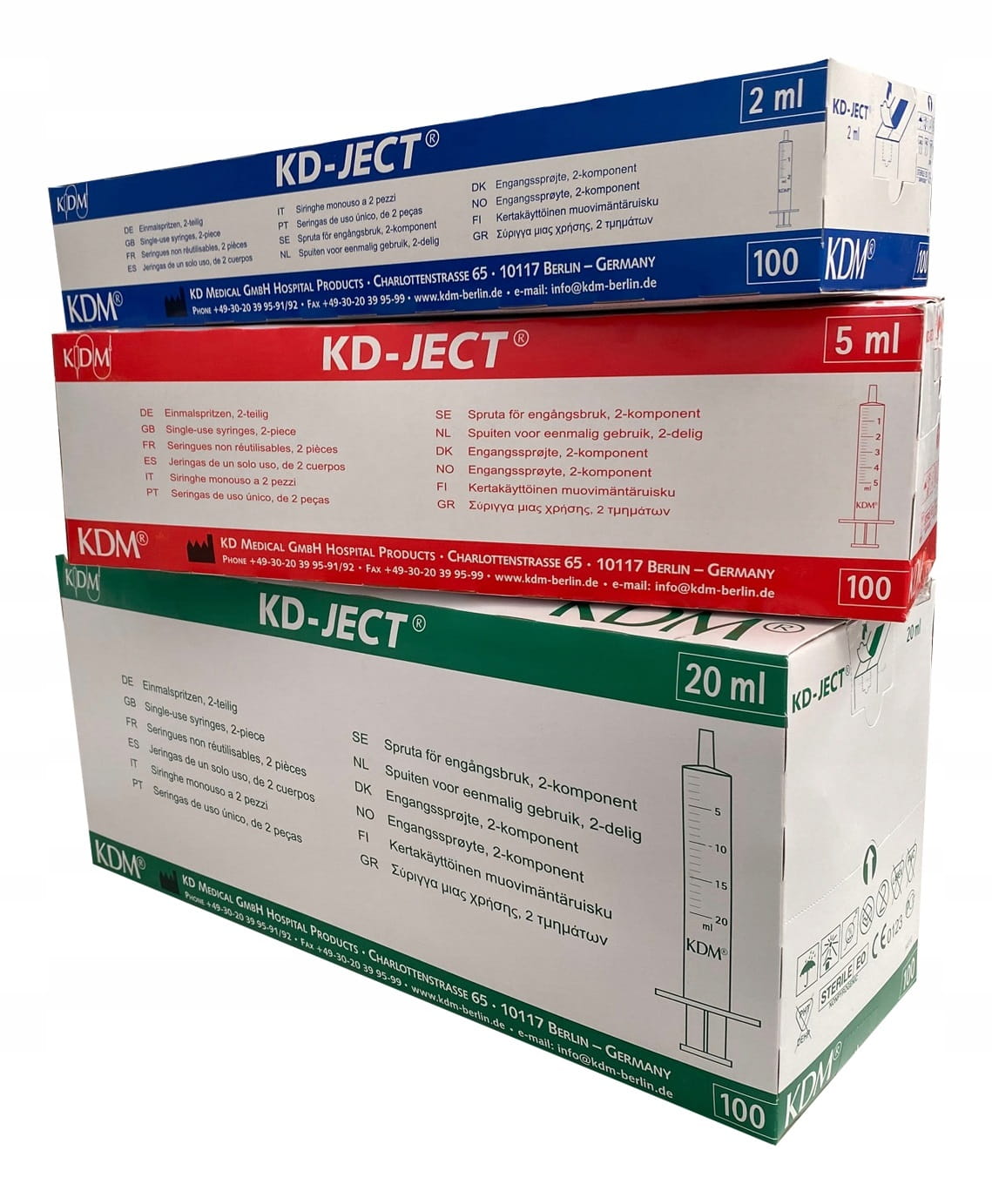 Strzykawki jednorazowe KD-JECT – 2-częściowe, luer, różne pojemności